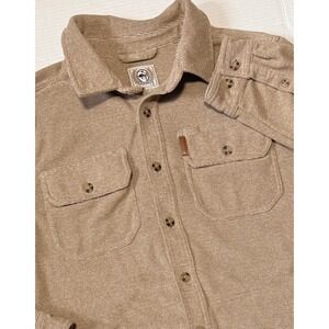 CINCH - Men's Khaki Polar Fleece Button Long Sleeve Shirt Jacket - Size Large